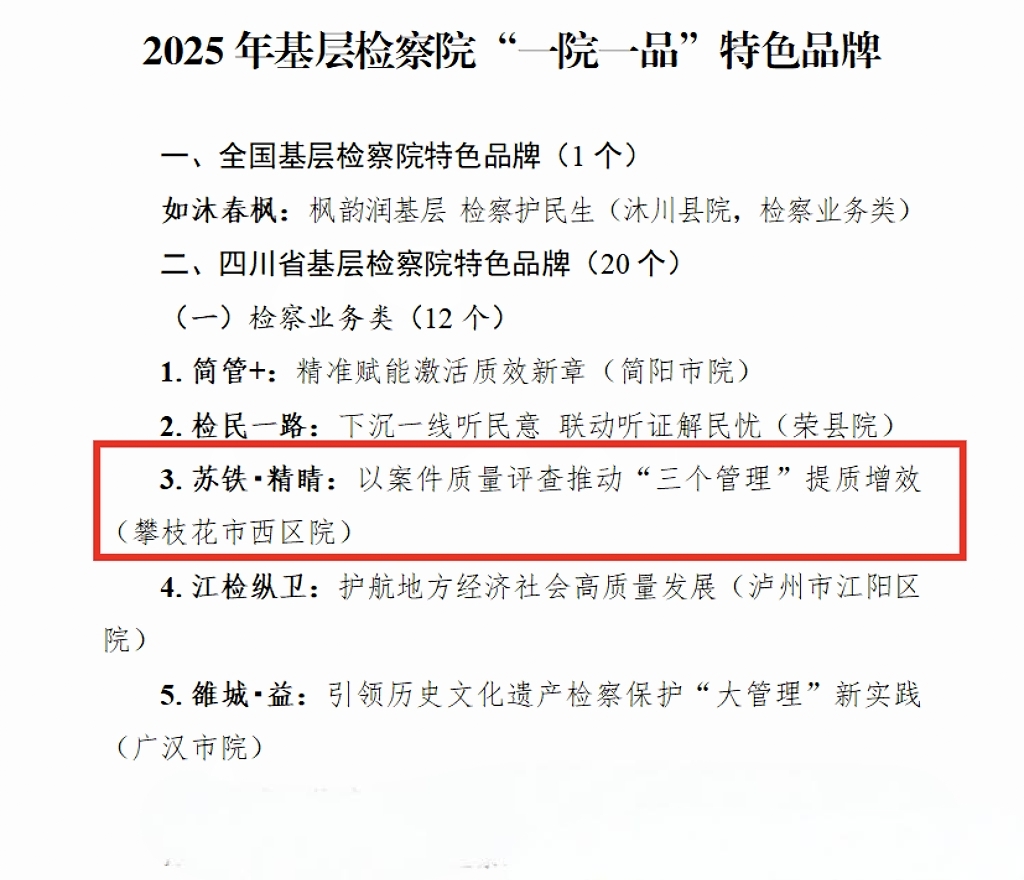 西区检察院打造“苏铁・精睛”品牌  以案件质量评查推动“三个管理”提质增效